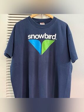 Vintage 90’s SNOWBIRD Ski Resort Navy Blue T-shirt Size XL
